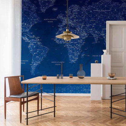 artgeist Wall Mural World Map 193x138 in - XXL Peel and Stick Self-Adhesive Wallpaper Removable Large Sticker Foil Wall Decor Print Picture Image Design Map of The World k-A-0125-a-a