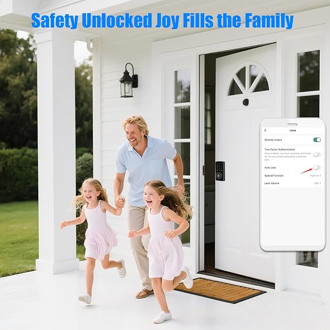 Smart Lock, 4-in-1 Keyless Entry Door Lock for Front Door, 6 Digital Code Door Lock with Keypad, Bluetooth Smart Deadbolt, App Control