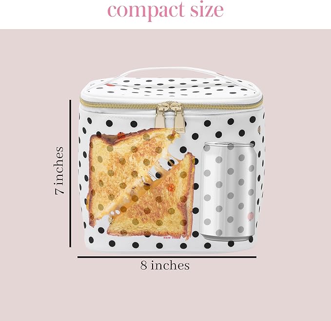 kate spade new york Insulated Lunch Tote, Small Lunch Cooler, Cute Lunch Bag for Women, Thermal Bag with Double Zipper Close and Carrying Handle, Ladybug Dot