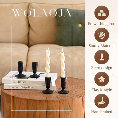 Candle Sticks Holder Decor, Set of 4 Vintage Black Candle Holders, Modern Decorative Tapered Candlestick Holders Centerpiece for Dining Table Centerpiece, Wedding, Party Decor