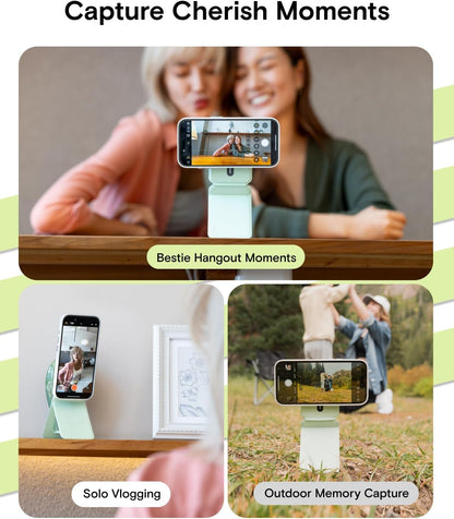 MOFT Phone Tripod Stand Selfie Stick for iPhone, Multi-Angles iPhone Stand, Lightweight & Portable Phone Holder, Strong Magnets, MOVAS Vegan Leather, Travel Essentials, Blush(Without Card Slot)