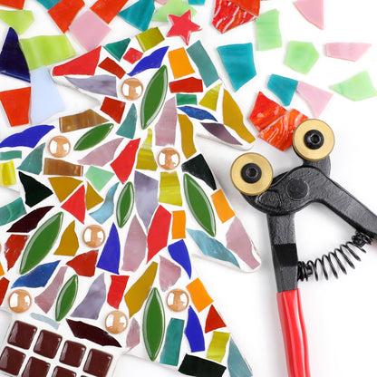Glass Tile Nippers - Heavy Duty Wheeled Glass Mosaic Nipper & Hd Ceramic Tile Nipper, Tile Cutter Pliers Soft-grip Handle - Shapping Plier, Nipper Cutting Tools (7 Inch Golden Wheeled Glass Nipper)