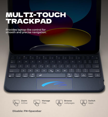 Dexnor for iPad (A16) 11th/10th Generation Case with Keyboard Ultra-Light Magnetic Detachable Folio Keyboard Cover Multi-Touch Trackpad Backlit for iPad 10th Gen 10.9" (2022)/11th Gen (2025), Blue