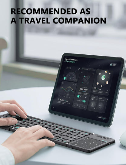 Nillkin Foldable Keyboard with Touchpad, Bluetooth Keyboard with Number Pad, Full Size Keys, Large Trackpad Small Travel Portable Keyboards for iPad Laptop PC Tablets - Green