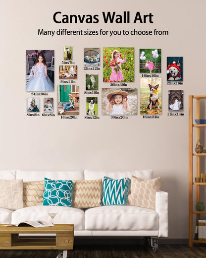AbcCustomize Canvas Prints with Your Photos, Personalized Photo To Canvas Print for Bedroom, Living Room, Farmhouse Office Decor,Custom Canvas Wall Art for Gifts & Keepsakes, Ready to Hang