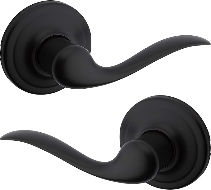 Kwikset Tustin Interior Passage Door Handle, Lever For Closet and Hallway Doors, Reversible Non-Locking Handle Lever, Matte Black, with Microban Protection