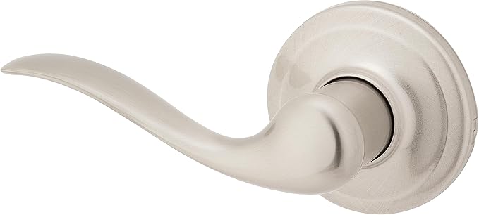 Kwikset Tustin Dummy Door Handle, Single Sided Lever for Closets, French Double Doors, and Pantry, Satin Nickel Non-Turning Left Handed Interior Push/Pull Lever, with Microban Protection