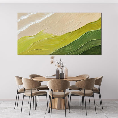 Abstract Wall Art Canvas Art Wall Decor Modern Green Wall Art Prints Chromatic Waves Large Minimalist Wall Art Decor Picture for Living Room Large Artwork for Walls Bederoom Office Decor 24"X48"
