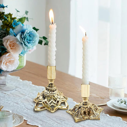 Candlestick Holders,Taper Candle Holder for Candlesticks Gold Plated Candle Metal Stick Candle Holders for Fireplace,Party, Dining,Wedding Decor,Fits 3/4 inch Thick Candle(Set of 2Pcs)