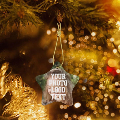Custom Unique Photo Christmas Ornaments Personalized Family Xmas Tree Ornament with Your Picture and Text 2022 Pentagram Ornament, Decoration Gift (Pentagram)