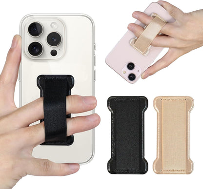 Cell Phone Finger Grip Strap Holder for Hand, Finger Strap Phone Holder, New Slim Finger Loop Selfie Grip Compatible with Most Smartphones - 2Pack(Black Gold)