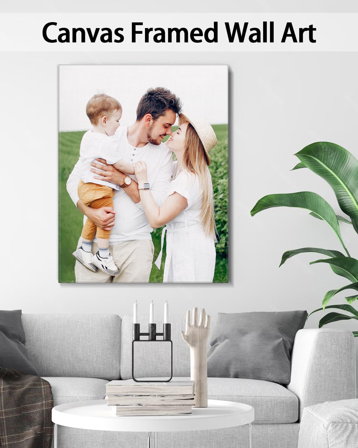 Personalized Custom Canvas Wall Art, Custom Canvas Prints with Your Photos for Living Room, Bedroom, Wedding Pet Baby Family Photo Framed Wall Art, Customized Photo Gift for Family，Friend，Lover，Pet (24L" x 36W")