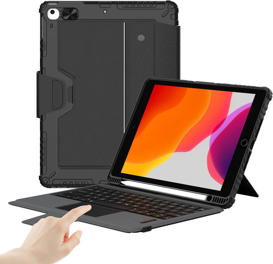Nillkin iPad 9th Generation (10.2", 2021) Case with Detachable Keyboard, Magic Trackpad, Portrait/Landscape Modes, Rugged Keyboard Case with Camera Cover for iPad 8th/7th Gen, Black
