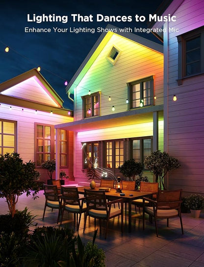 Govee Outdoor LED Strip Lights RGBIC with Warm and Cold White, 32.8ft 2.4G WiFi Smart Outdoor Lights, IP65 Waterproof, Work with Alexa and Google Assistant, App Control, for Porch, Patio, Eave, Party