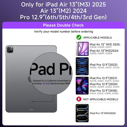 Transparent Case with Keyboard for iPad Air 13 Inch (M3/M2, 2025/2024), iPad Pro 12.9 Inch (6/5/4/3 Gen),7-Color Backlit,Magic wireless Keyboard, 360°Rotating,with trackpad,Pencil Holder,Purple