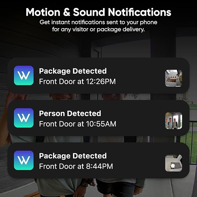 WYZE Wireless Duo Cam Video Doorbell (Chime Included), Battery Powered, 2K Full HD Video, 2 Cameras (People and Package), 2-Way Audio, Color Night Vision, Silver