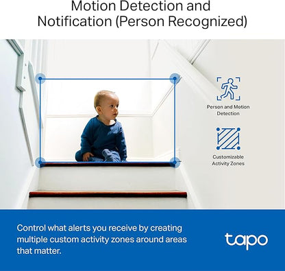 Tapo 1080P Indoor Wired Security Camera - Works as a Baby Monitor & Pet Camera, Motion Detection, 2-Way Audio, Siren, Night Vision, Subscription-Free Local Storage or Optional Cloud, C101(4-Pack)