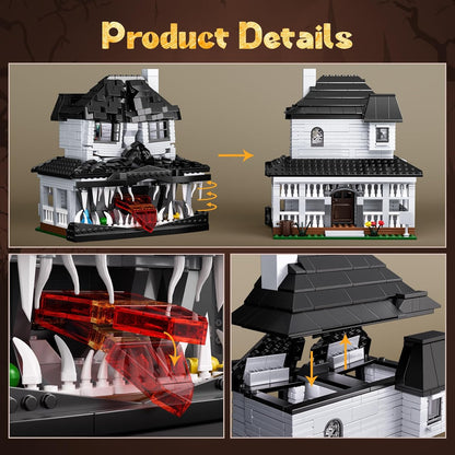 Monster House Building Block Set, Horror Haunted House Film Creative Toys Set with Light Compatible with Lego, Gift Decoration for Fans 12+ Boys Girls Adult in Halloween Birthday(750 PCS)