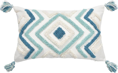 Boho Pillow Covers 12X20 Inch Boho Tufted Throw Pillow Covers Decorative Tassels Cushion Cover Farmhouse Pillow Case for Couch Sofa Bed Living Room Bedroom, Teal