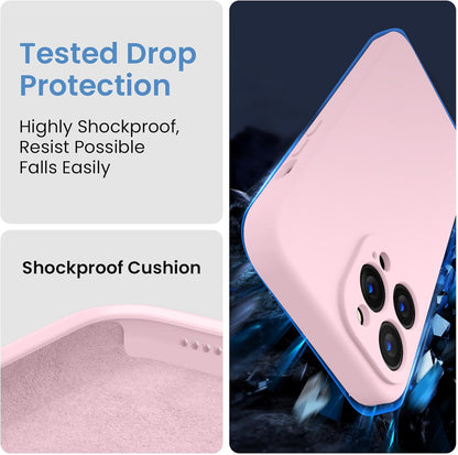 FireNova Designed for iPhone 13 Pro Max Case, Silicone [Camera Protection] Phone Case with [2 Screen Protectors], Soft Anti-Scratch Microfiber Lining Inside, 6.7 inch, Chalk Pink