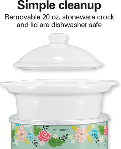 Hamilton Beach Party Dipper Electric Food Warmer Twin Pack, Great for Entertaining and Gifts, 20 oz. Capacity, For Desserts, Dips, Sauces, Cheeses, Solid Pink and Colorful Floral Print (33102)