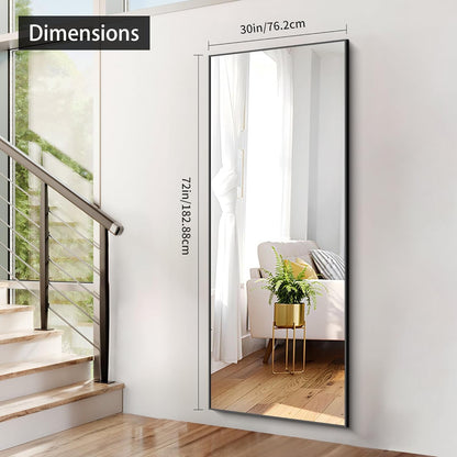 30x72inch Bathroom Mirror, Black Rectangle Mirror with Thin Frame, Large Rectangular Wall Mirror for Bathroom, Living Roomm, Hair Salon, Big Farmehouse Mirror Hang Horizontal/Vertical