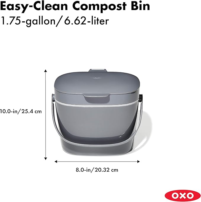 OXO Good Grips EASY-CLEAN COMPOST BIN - CHARCOAL - 1.75 GAL/6.62 L