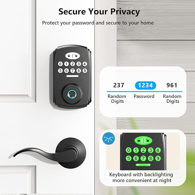 Fingerprint Door Lock - Keyless Entry Door Lock Smart Deadbolt Lock - Electronic Digital Keypad Lock - Smart Locks for Front Door - Auto Lock - Easy Installation