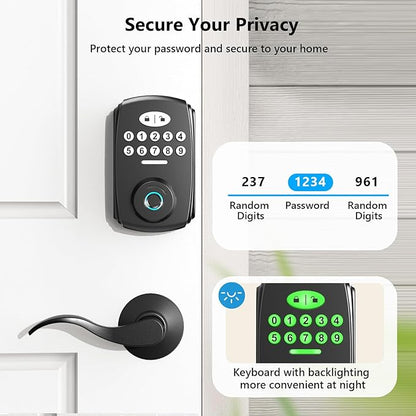 Fingerprint Door Lock - Keyless Entry Door Lock Smart Deadbolt Lock - Electronic Digital Keypad Lock - Smart Locks for Front Door - Auto Lock - Easy Installation