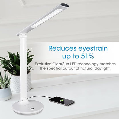 OttLite Desk Lamp with USB Charging & Good Housekeeping Sanitizing Light, LED Desk Lamp, Book & Reading Lights, Touch Activated, Flexible Neck, Stand & Desk Light for Home Office