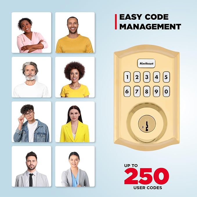 Kwikset HomeConnect 620 Z-Wave Long Range Enabled Keypad Smart Lock Convenient Keyless Entry, Customizable User Codes, Ring Alarm Compatible, Hub Required, Sold Separately Polished Brass Traditional