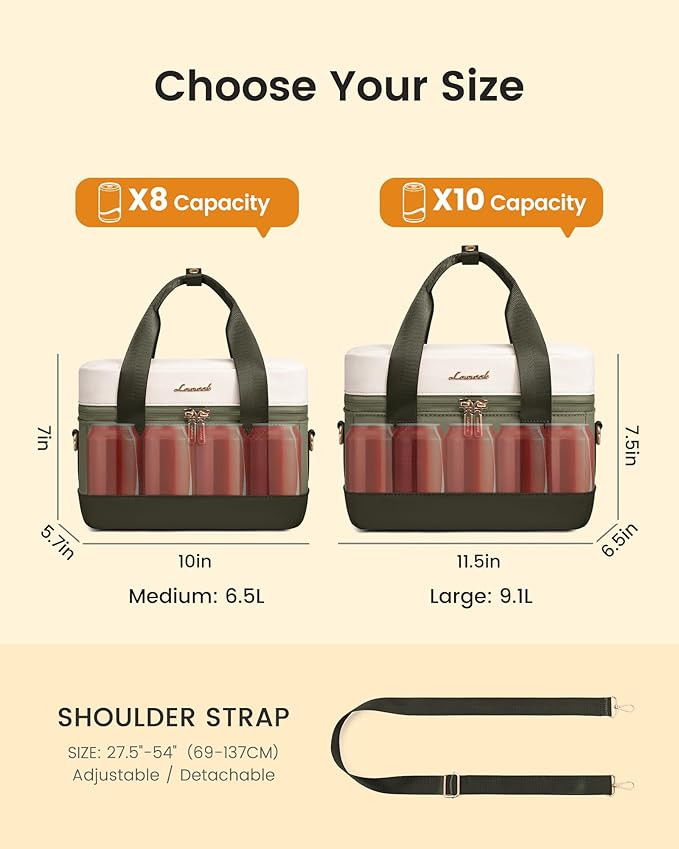 LOVEVOOK Insulated Lunch Bag for Women & Men - Cooler Lunch Tote and Lunch Box for Work and Travel, Light Green-beige-Dark olive Green
