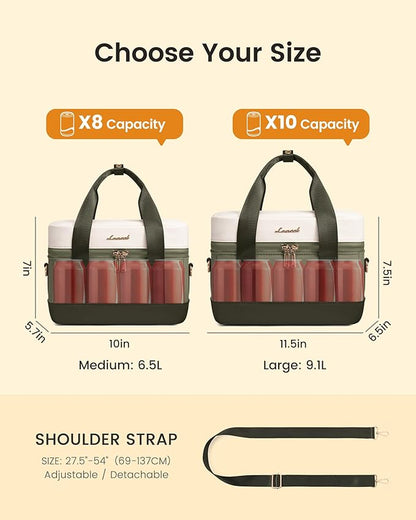 LOVEVOOK Insulated Lunch Box for Women Men, Reusable Lunch Bag with Large Capacity, Leakproof Cooler Lunch Tote for Work, Office, Outdoor Use, Light Green-beige-Dark olive Green