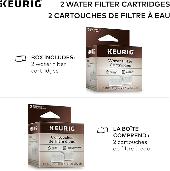 Keurig Water Filter Refill Cartridges, Replacement Water Filter Cartridges, Compatible with 2.0 K-Cup Pod Coffee Makers, 2 Count