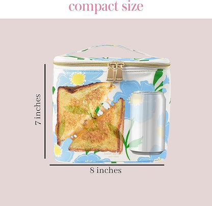 kate spade new york, Insulated Lunch Tote, Small Lunch Cooler, Cute Lunch Bag for Women, Striped Thermal Bag with Double Zipper Close and Carrying Handle (Sunshine Floral)