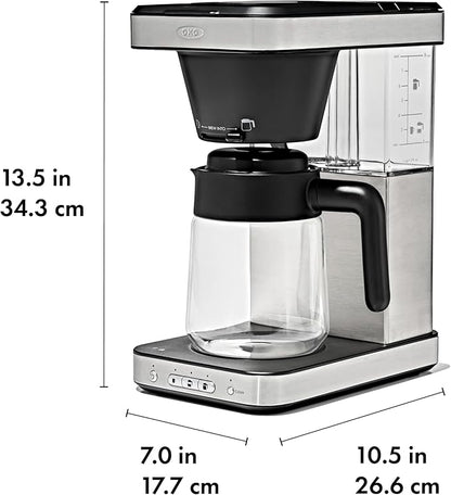 OXO Brew 8-Cup Coffee Maker with Podless Single-Serve Function and Glass Carafe