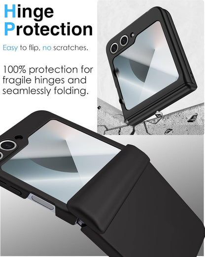 STORMTAL for Samsung Galaxy Z Flip 6 Case/Z Flip 7 FE Case, Hinge Protection, Built-in Screen Protector, Wireless Charging, Slim Rugged Phone Protective Case for Galaxy Z Flip 6 Black
