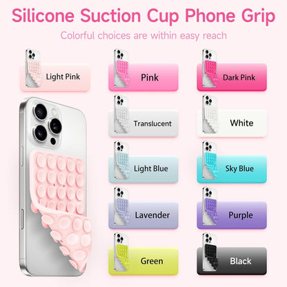 Silicone Suction Cup Phone Case Mount Double Sided, Phone Accessories Hands-Free Strong Grip Holder for Selfies and Videos, Silicon Phone Stand for iPhone and Android Translucent