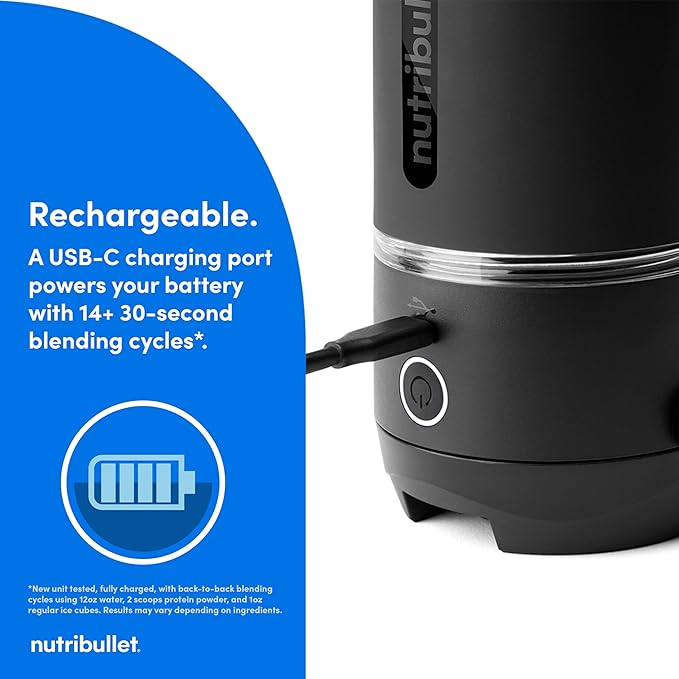 nutribullet Flip Portable Blender with Tritan Cup, Cordless, Black, NBPB10350