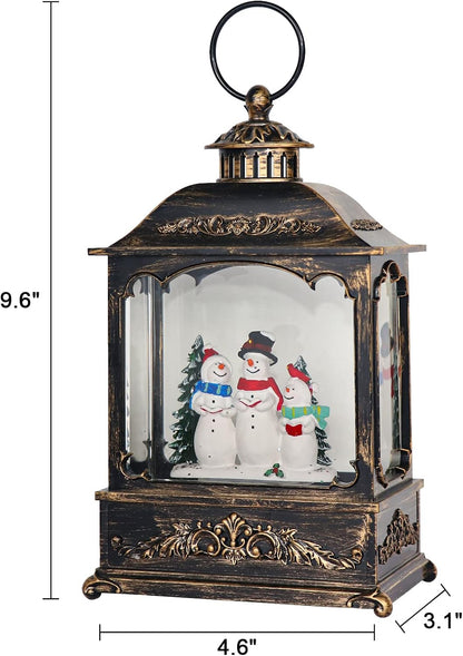 GenSwin Christmas Snowman Snow Globe Lantern Battery Operated Water Swirling Glitter with 6H Timer, Musical LED Lighted Scene for Christmas Home Decoration Gift