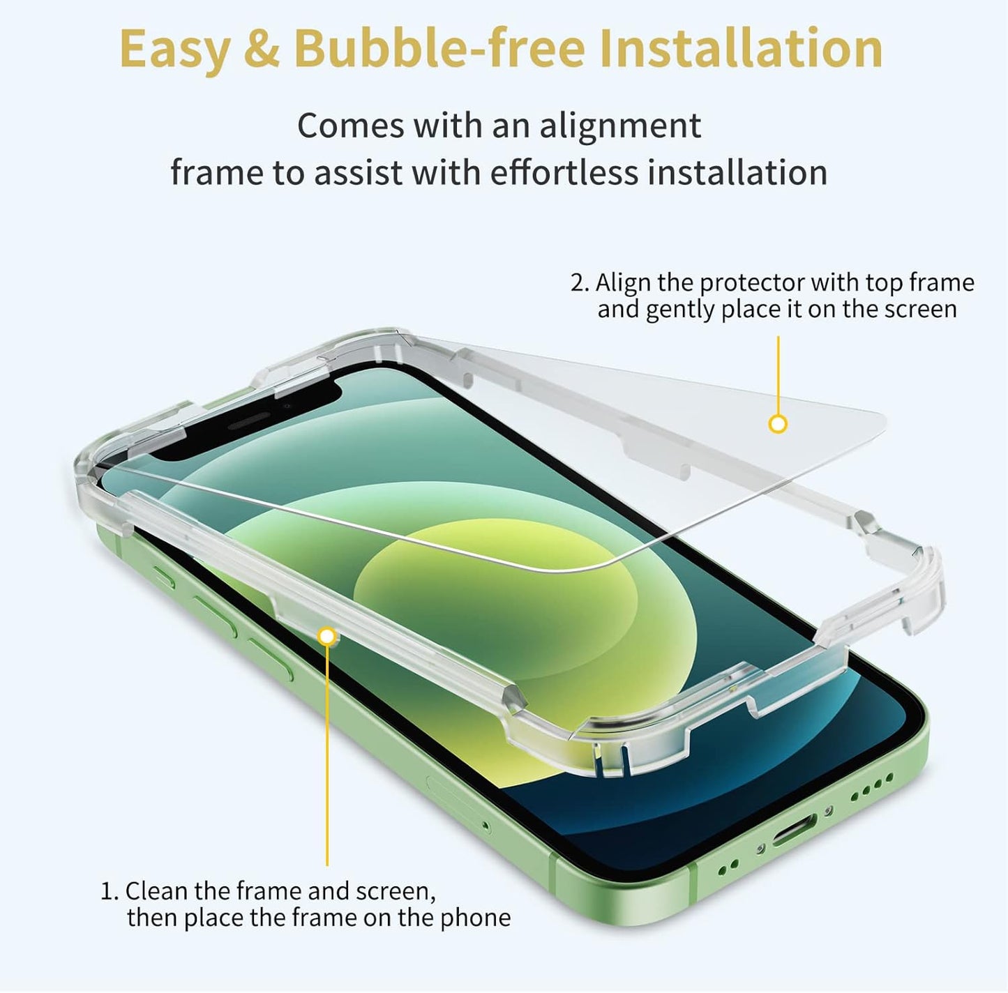 UNBREAKcable 3-Pack Screen Protector for iPhone 12 mini, Double Shatterproof Tempered Glass [Easy Installation] [9H Hardness] [99.99% HD Clear] [Case Friendly] for iPhone 5.4 inch