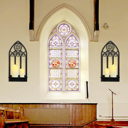 2 Pcs Gothic Sconces Wall Decor - Black Goth Arched Church Wall Art Gothic Home Decor for Living Room, Kitchen, Dining Room (Elegant)