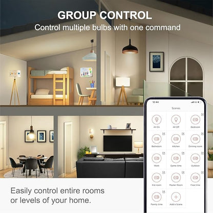 Sengled Alexa Light Bulb, Smart Light Bulbs, Smart Bulbs That Work with Alexa & Google Assistant, WiFi Light Bulbs A19 Soft White (2700K) No Hub Required, 800LM 60W Equivalent High CRI>90, 4 Pack