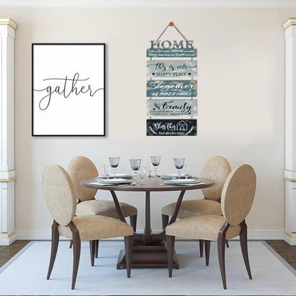 Wooden Collage Panels Home Positive Affirmations Wall Art - Wall Plaques for Living Room,Bedroom,Dining Room,Bathroom - Multicolor Family Rustic Farmhouse Wall Decor 5pcs