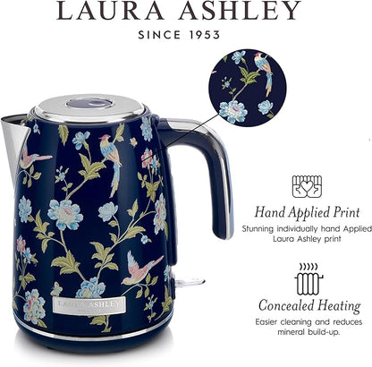 Laura Ashley Stainless Steel Electric Kettle 1.7 Liter - 1500W Rapid Boil Electric Kettles for Boiling Water - Electric Tea Kettles Automatic Shut Off - Overheat & Boil Dry Protection Jug Kettle