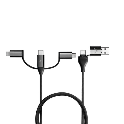 Futurizta Tech [Upgraded] Zeus-X 6-in-1 Universal Multi Cable (3.3ft/1m) Fast Charging 60W Laptop PD, QC3.0 & 27W iPhone Fast Charging & Data Sync, Military Grade Braided with Cable Organizer Strap