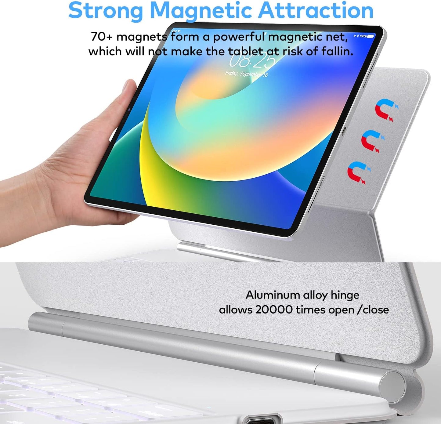 Keyboard Case for iPad Air 13 (M3 2025 / M2 2024) and iPad Pro 12.9 inch 6th / 5th / 4th / 3rd Generation – Magic-Style Magnetic Keyboard Case with Multi-Touch Trackpad – Floating Cantilever Stand