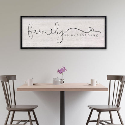 LuZhiQiang Family is Everything Sign Wall Decor 40"x15" Warm Home Sign Wall Art for Entryway Large Hanging Wood Framed (Black)