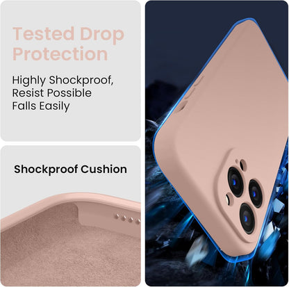 FireNova for iPhone 14 Pro Case, Silicone Upgraded [Camera Protection] Phone Case with [2 Screen Protectors], Soft Anti-Scratch Microfiber Lining Inside, 6.1 inch, Pinksand