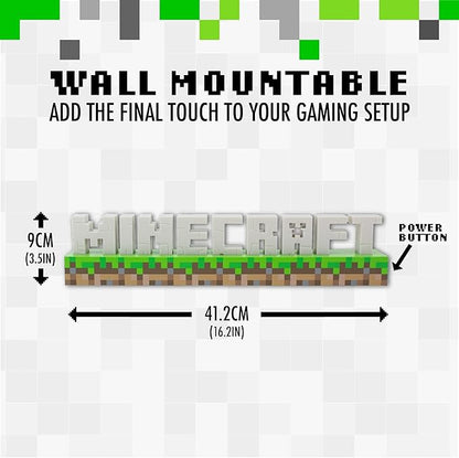 Minecraft Logo Light - Minecraft Lamp, Gaming Room Decor, and Bedroom Night Light - Minecraft Desk Accessories and Gifts for Fans - 2 Light Modes